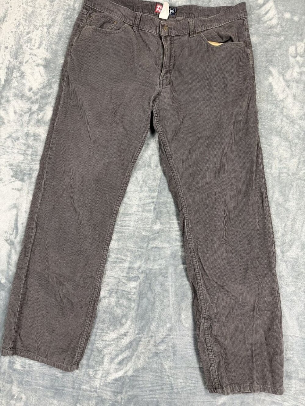 Chaps Mens Gray Corduroy Pants W38 L32 Classic Fit Casual Style